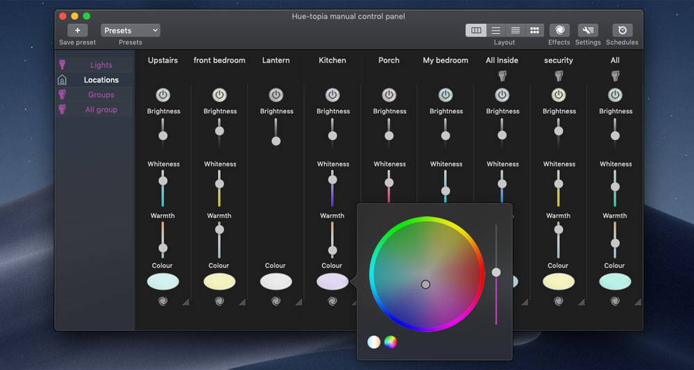 Philips Hue manual control for Mac : Hue-topia