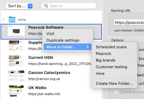 drag and drop site into folder