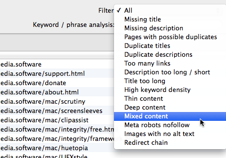 viewing mixed content in SEO results
