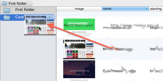 drag and drop site into folder