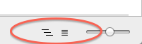 Scrutiny's  folder / list view buttons